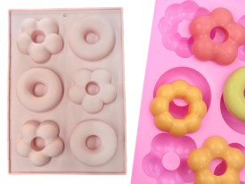 Molde silicona 3 donas 3 flores